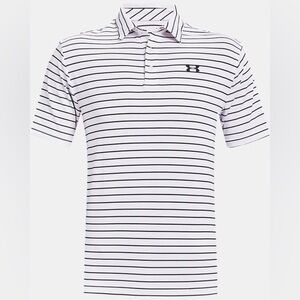 Under Armour Playoff 2.0 Men's Striped Polo Shirt - White and Black